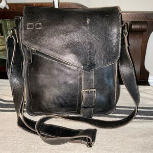 Bed Stu Leather Venice Beach Crossbody Bag Black Rustic Retail $240